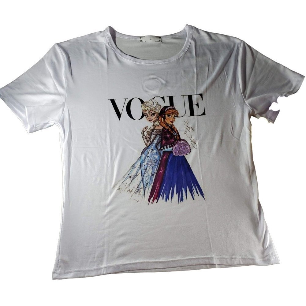Princess Elsa and Anna Knit Blouse Disney Frozen Inspired Sleeve Tee Shirt White